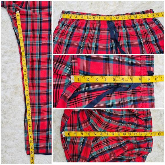 Red Plaid Pants Victoria's Secret Size M Drawstring Med Pjs Pajama Bottoms VGUC - Picture 6 of 9